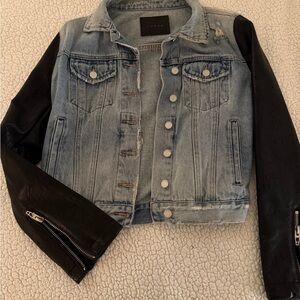 Blank NYC Blue Denim Jacket with Black Sleeves